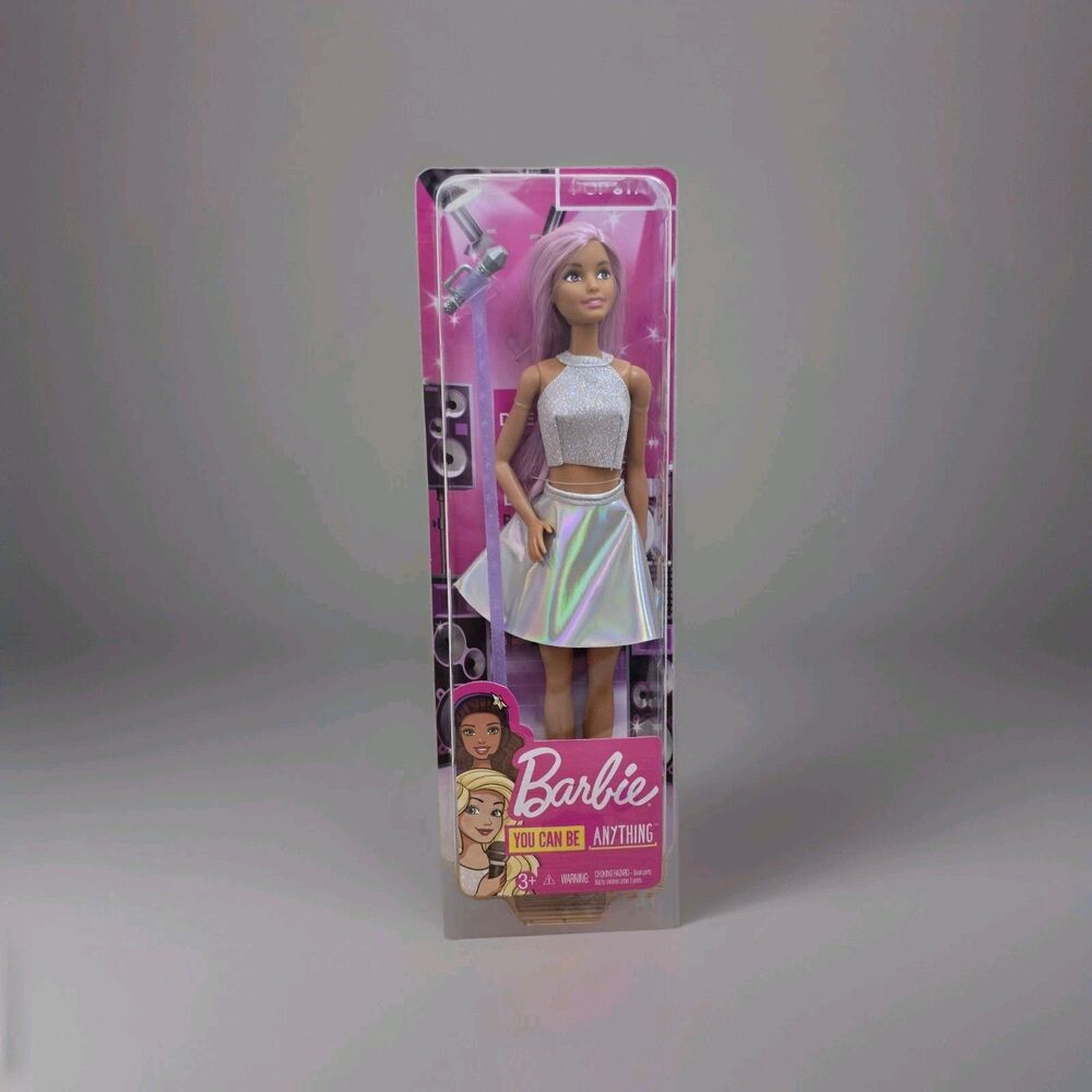 Barbie Doll You Can Be Anything Pop Star Singer w Microphone & Purple Hair NEW